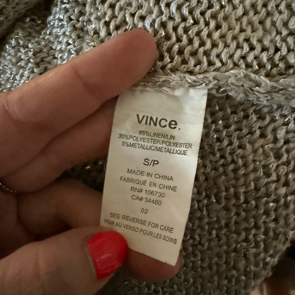 Vince Metallic Cable Knit Sweater - Grey/Gold - Size S - Picture 6 of 7
